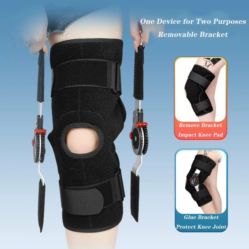 Hinged ROM Knee Brace Post Op Knee Support Adjustable Orthopedic Knee Pad Postoperative Rehabilitation Stabilization Support