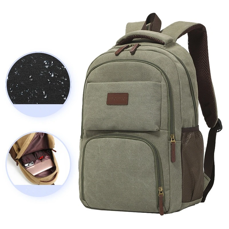 

Nesitu A4 винтажный прочный зеленый, черный, хаки, кофейный, 15,6 14 дюймов, холст для ноутбука, мужской и женский рюкзак, школьная дорожная сумка M2205