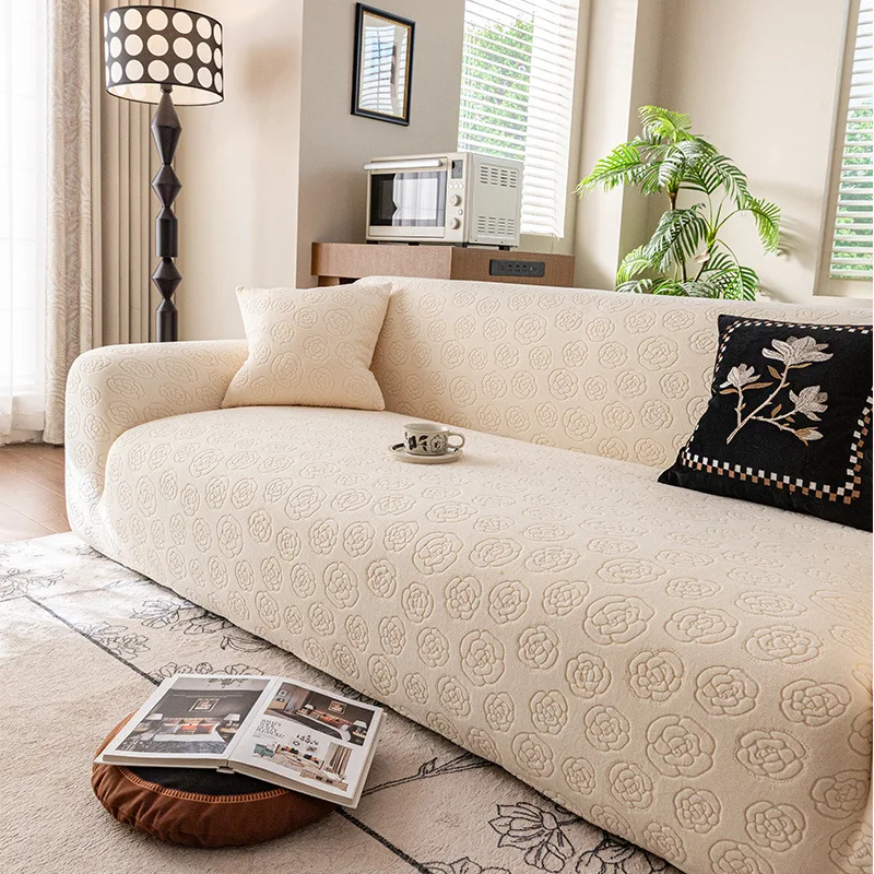 1/2/3/4 Seater Stretch Jacquard Sofa Cover Polar Fleece Fabric Non Slip Elastic Slipcover for Living Room Furniture Protector