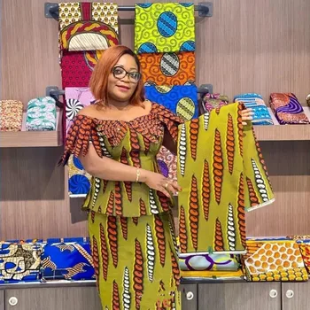 Tela de algodón con estampado holandés, tela de cera auténtica y Original de Ankara, 6 yardas, para costura