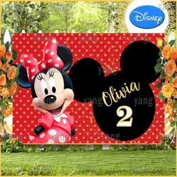 Cartoon Custom Disney Cute Bow Tie Lovely Baby Mickey Minnie Mouse Red Dots Birthday Party Backdrop Photography Background
