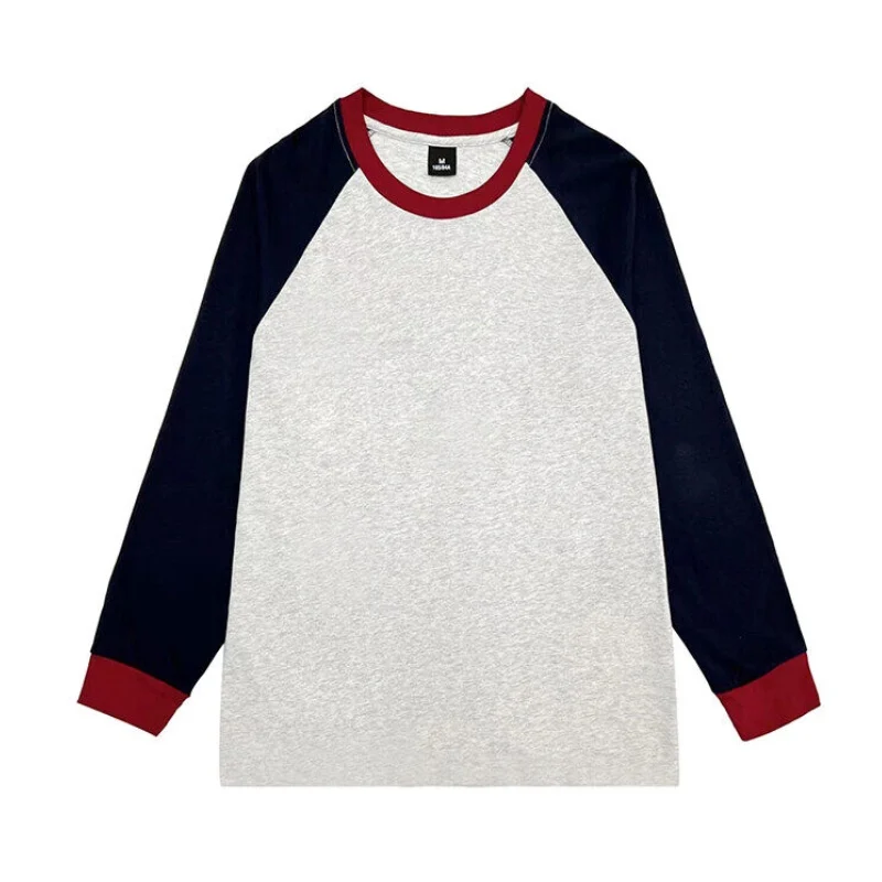 

Men's T-shirts 100% Cotton Long Sleeve O-neck Pactwork Casual T shirts for Men New Spring Designer Tees Men Clothing