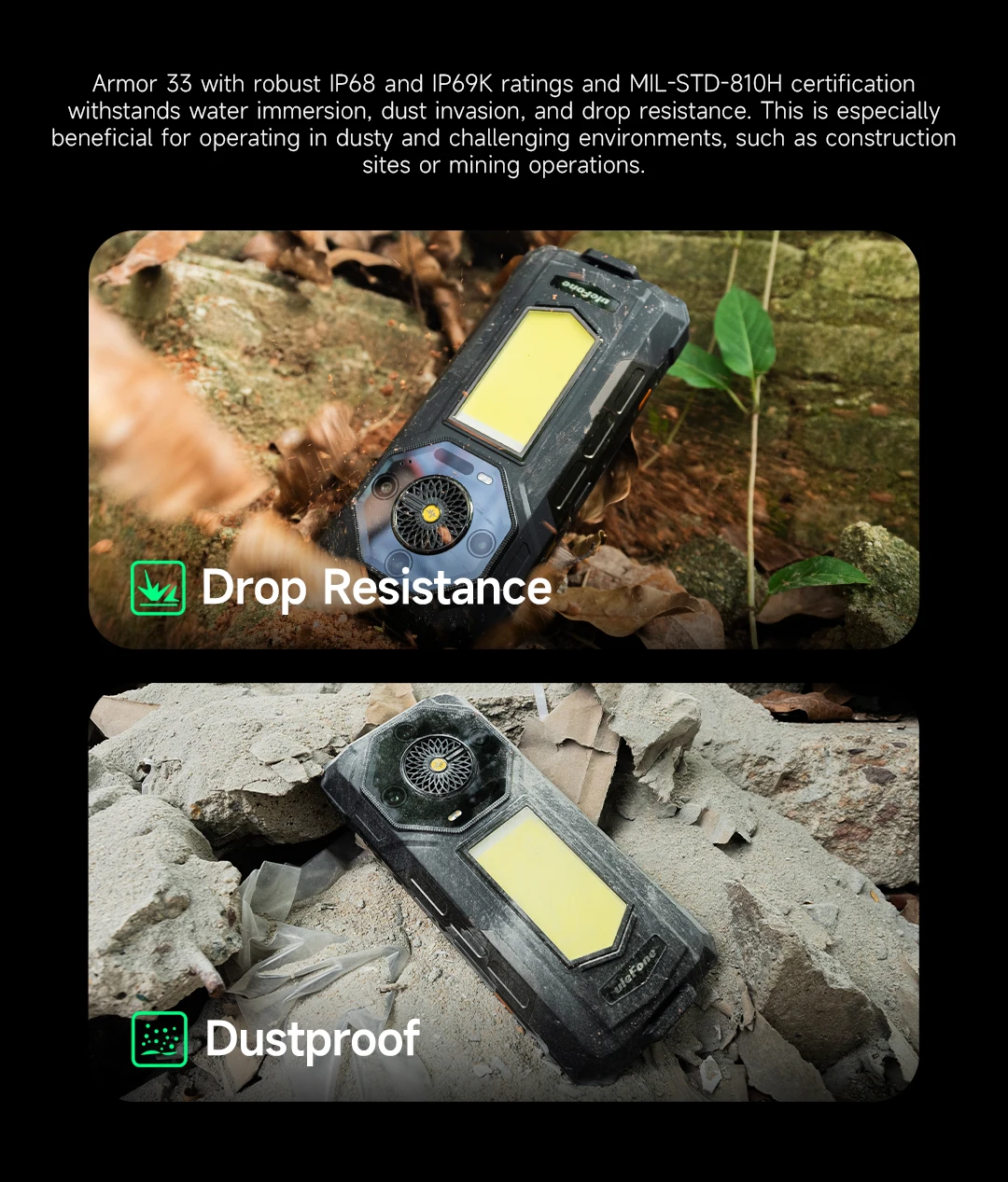 Ulefone Armor 33 4G Rugged Phone 25500 mAh 512GB ROM Up to 24GB RAM 120Hz 6.95" NFC Android 15 66W Smartphone Global Version