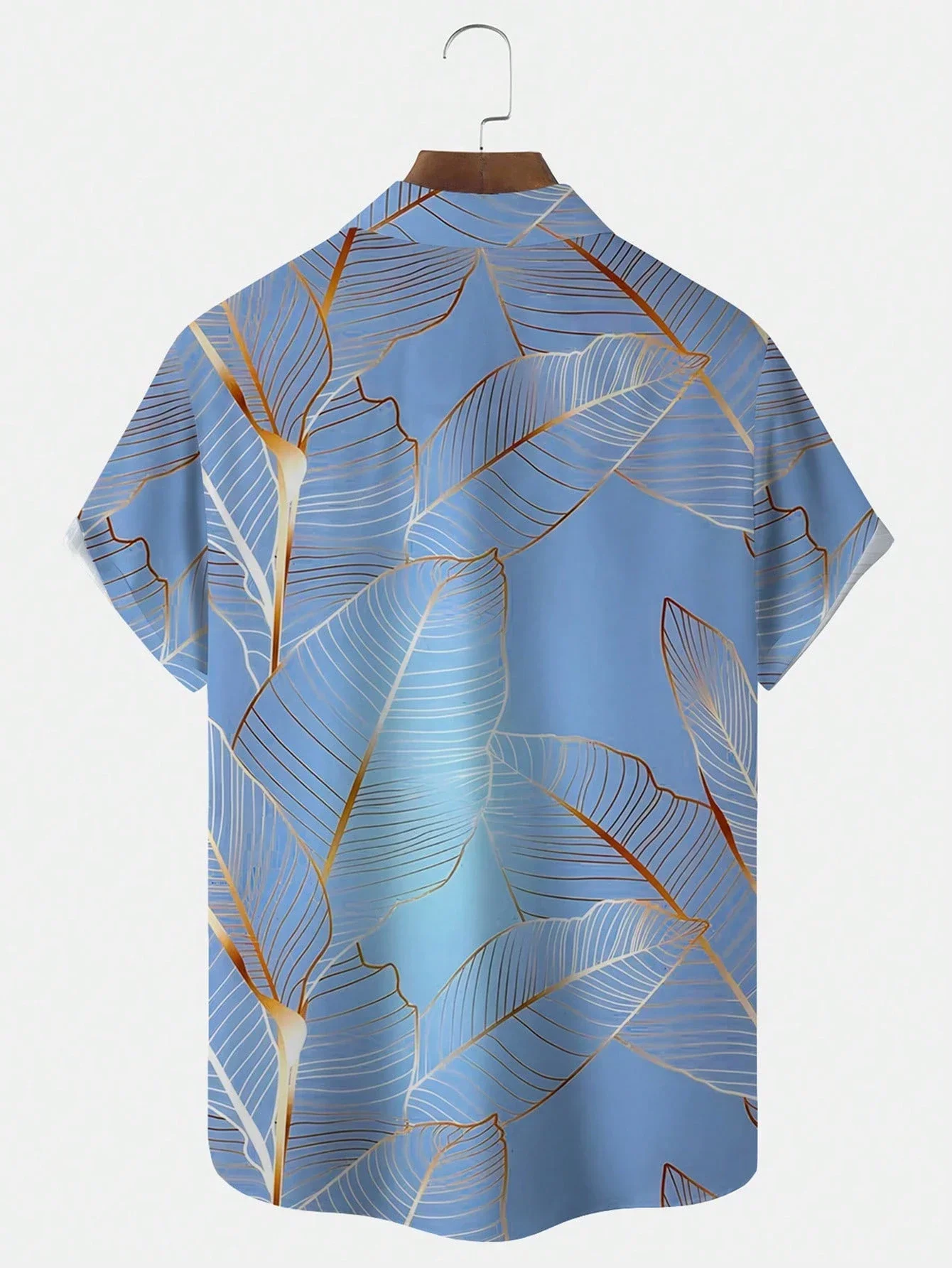 

Hawaiian Leaf Ombre Print Mens Button Up Short Sleeve Shirt