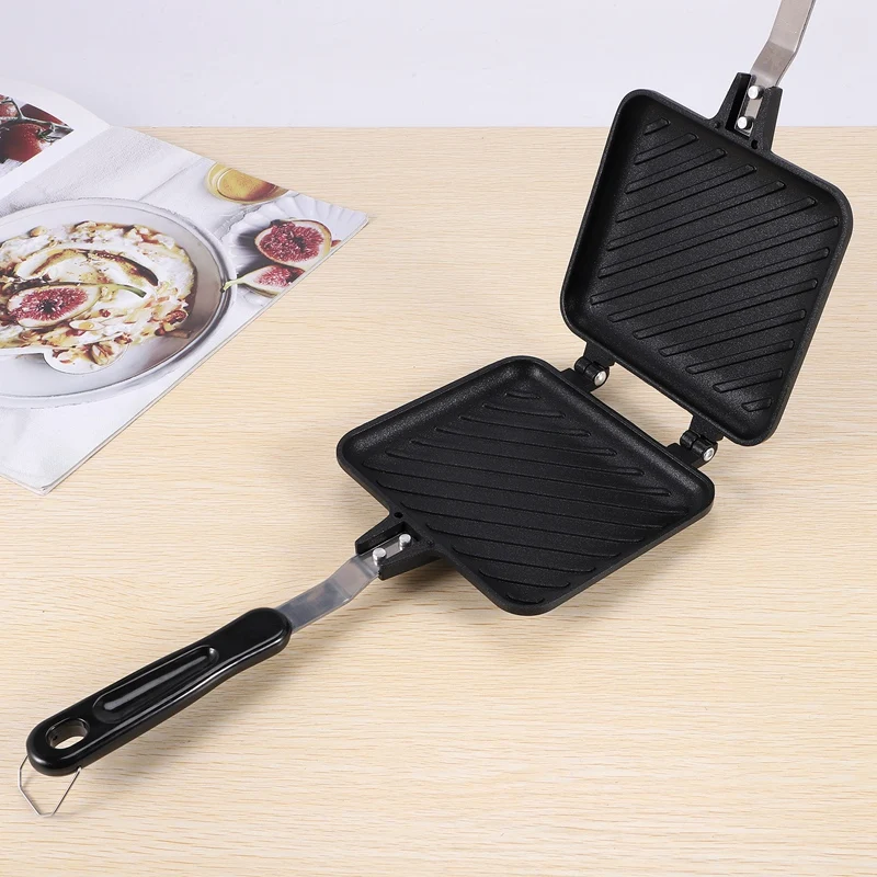 Grilled Sandwich Panini Maker,Bread Toast Breakfast Machine,Hot Sandwich Pan,Nonstick Aluminum Flip Pan,Kitchen Tool