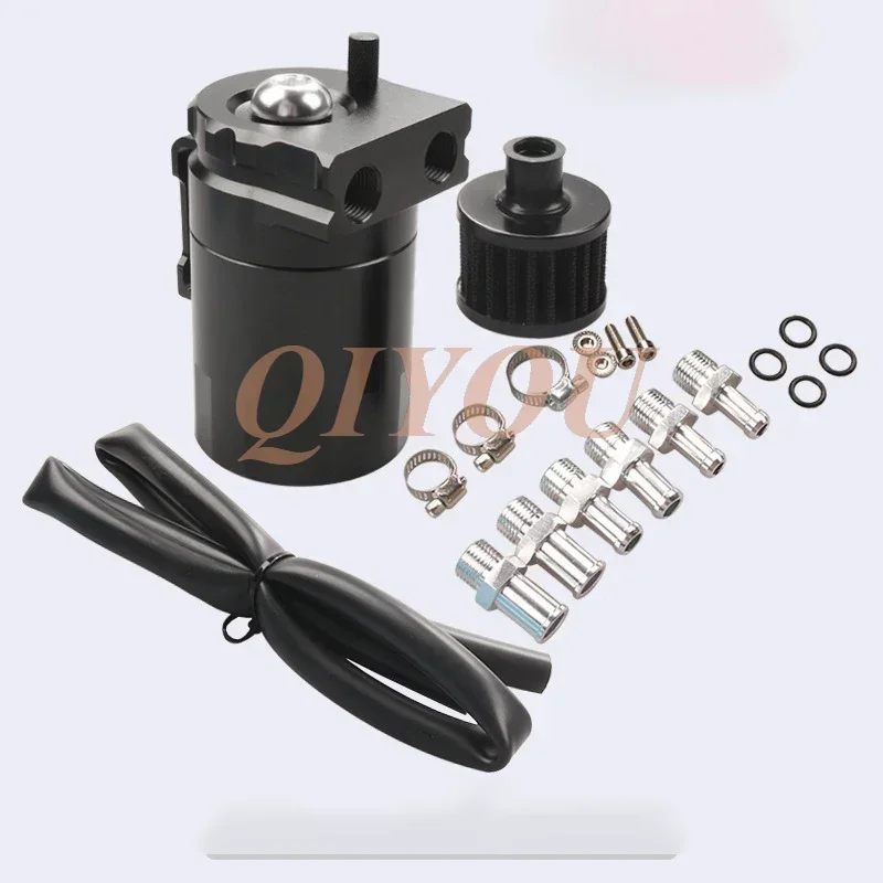 

300ml Oil Catch Reservoir Breather Can Tank Aluminum Alloy Ventilation Machine Filter Kit Cylinder Aluminum Engine Black