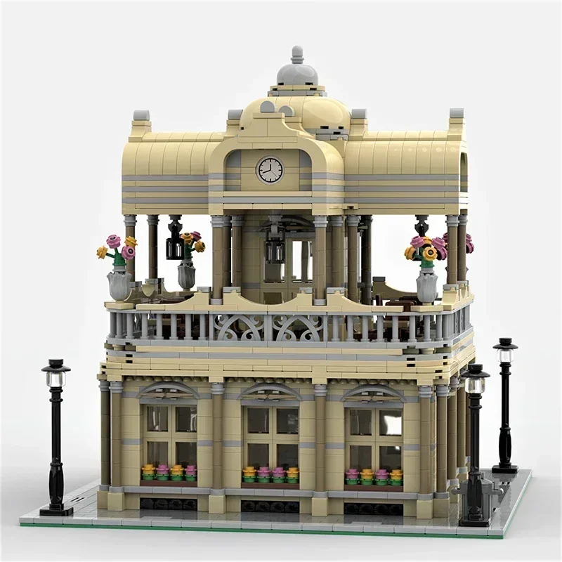 City Street View Model MOC Building Bricks Leisure Gathering House Modular Technology Gifts Holiday Assemble Children Toys Suit