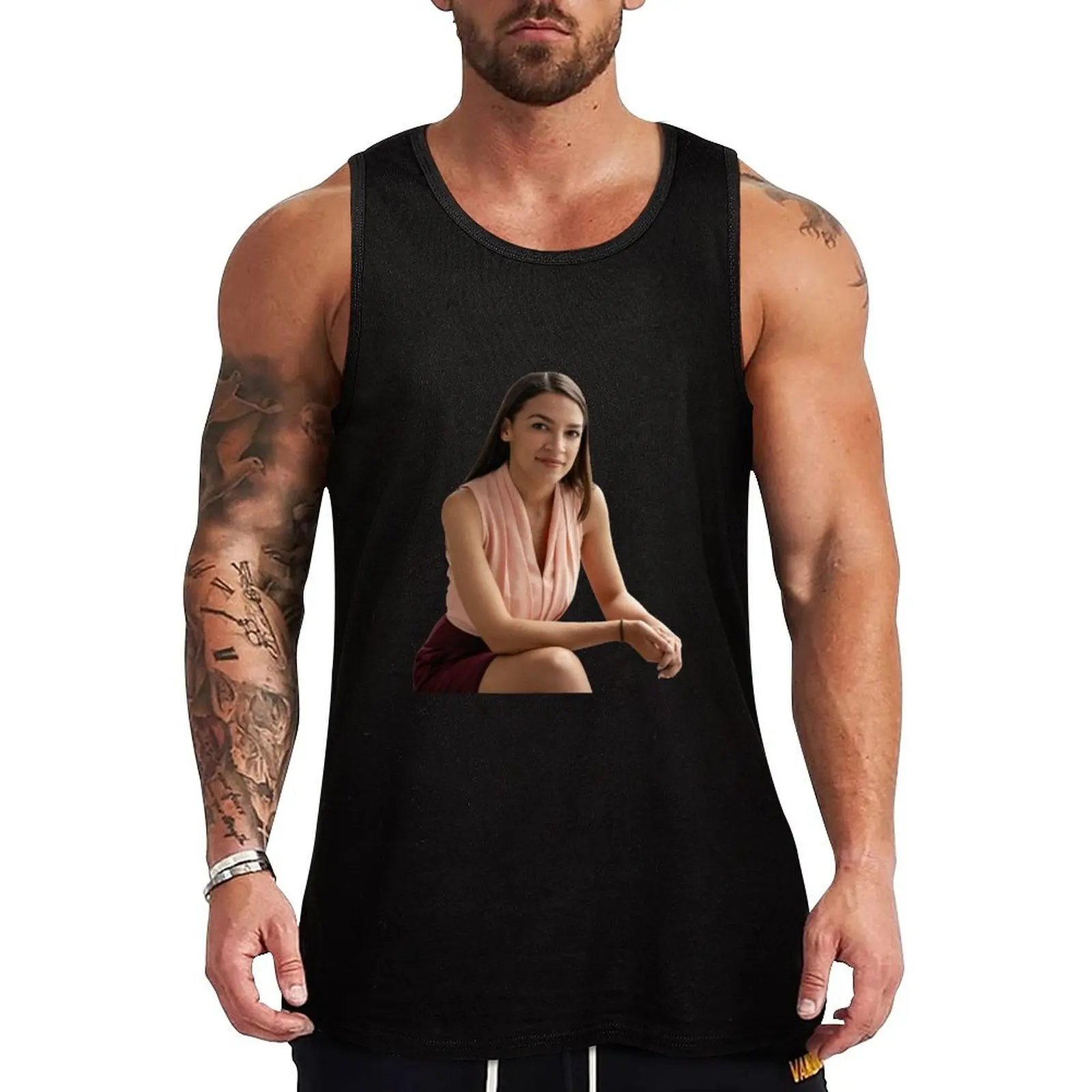 Camiseta sin mangas básica informal de Alexandría Ocasio-Cortez (AOC) para sesión de fotos, top ligero de color liso