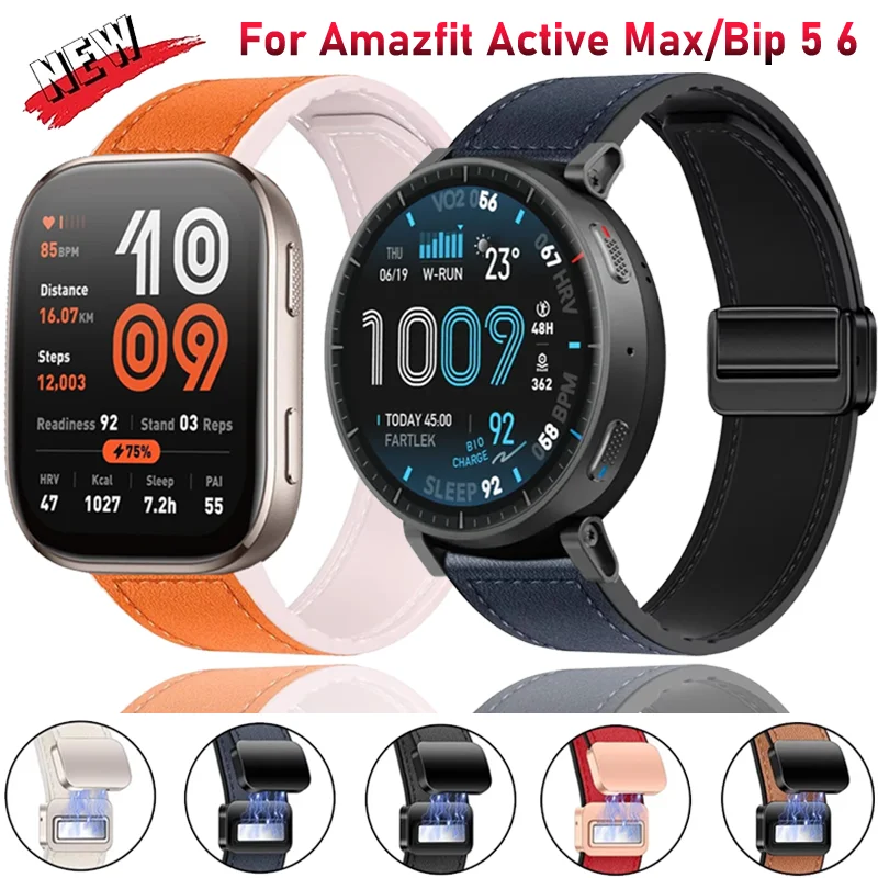 20/22mm Silikon+Lederarmband für Amazfit Active Max/Balance 2/Bip 6 5 Armband Armband Amazfit Active 3-2 Square/GTS 4/GTR 4