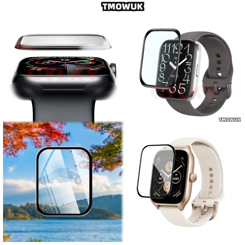 

For Amazfit BIP 3 5 6 U Pro Active Unity GTS 2E 2 3 4 MINI, High-Definition Full Cover Screen Film With 3D Curved Edges