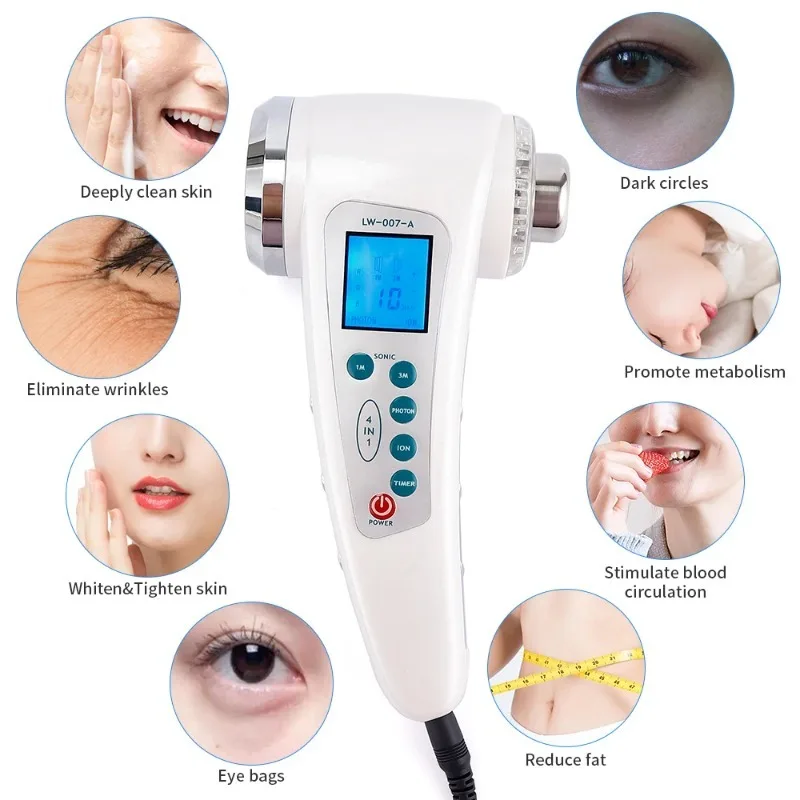 Masajeador de iones galvánico para limpieza de poros de la piel, dispositivo de belleza para el cuidado Facial, rejuvenecimiento, antiarrugas, ultrasonido, 7 fotones LED