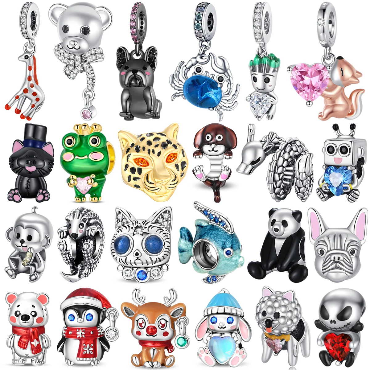 

Забавные милые мультяшные подвески в виде животных, стерлинговое серебро 925 пробы, металл, Химерная панда, дракон, медведь, собака, кулон, кошка, бусины, ожерелье, браслет, подарок