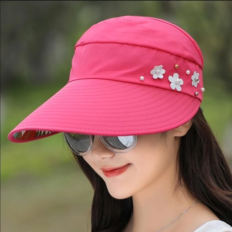 Fashion Womens Ladies Summer Vacation Wide Brim Foldable Sun Hat Anti-UV Beach Visor Caps Casual Hats