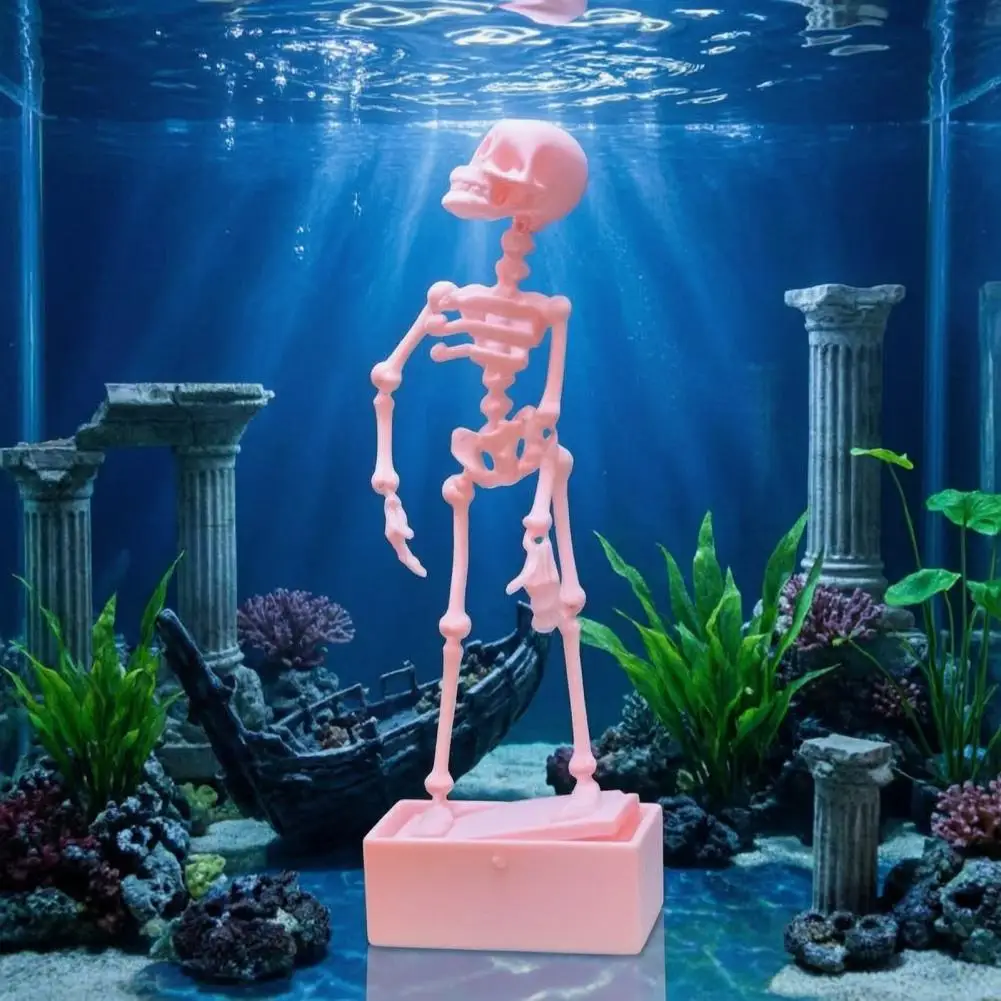 Theme Fish Tank Landscaping Halloween Skeleton Fish Tank Ornament 3d Printed Dancing Skull Aquarium Decor Air Powered Moving