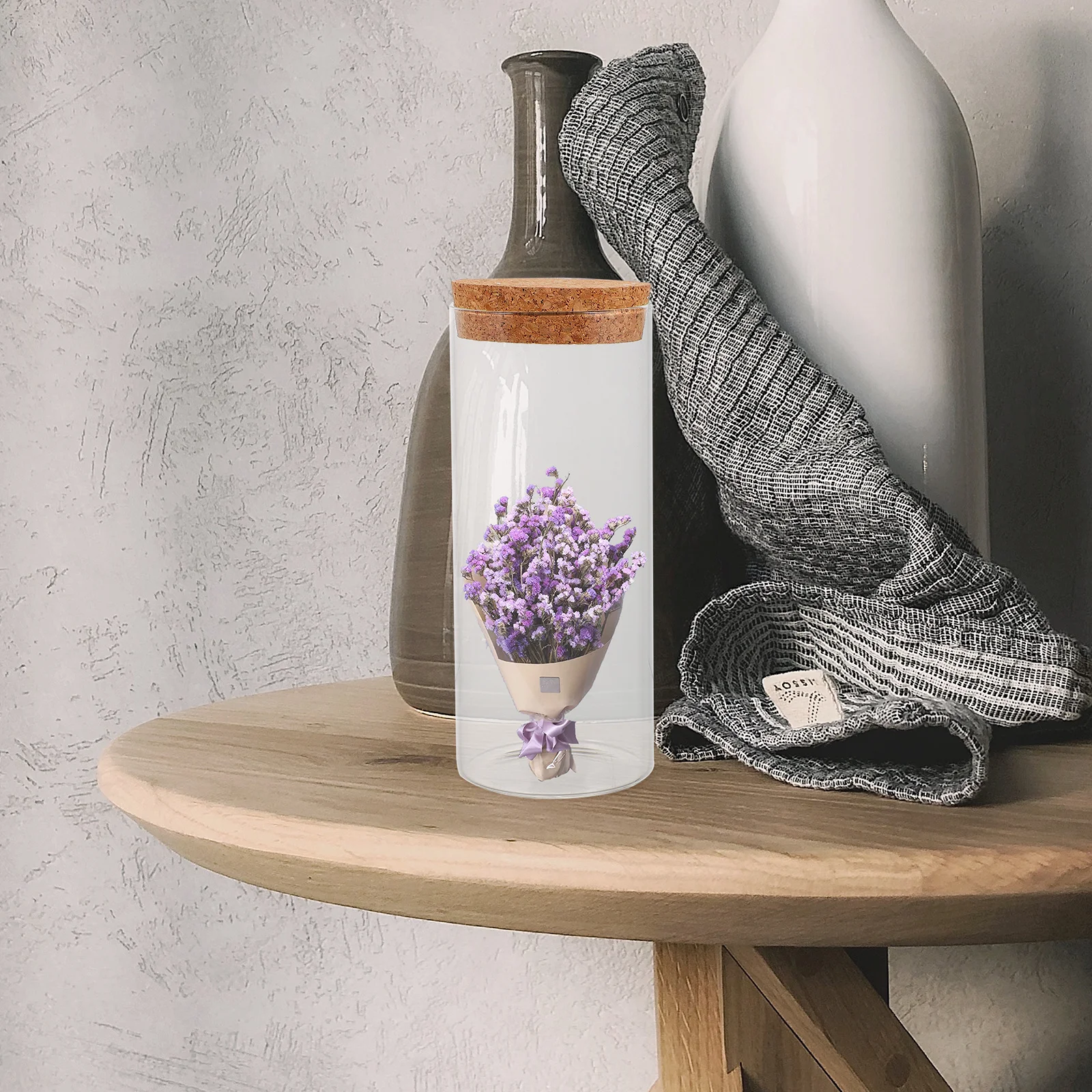

Preserved Flower Glass Bottle Wood Cork Stopper Decorative Wish Message Storage Bottle DIY Craft Transparent Glass Container