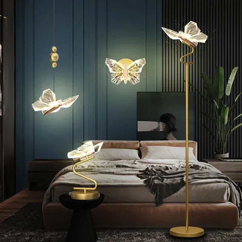 

LED Butterfly Wall Lamp Nordic Pendant Lights Indoor Lighting Living Room Luxury Decoration Hanging Light Bedside Corridor Stair