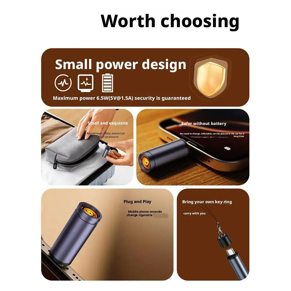 ولاعة USB C للإشعال بالهواء - مقاومة للرياح وفعالة للطاقة، ولاعة جيب محمولة
