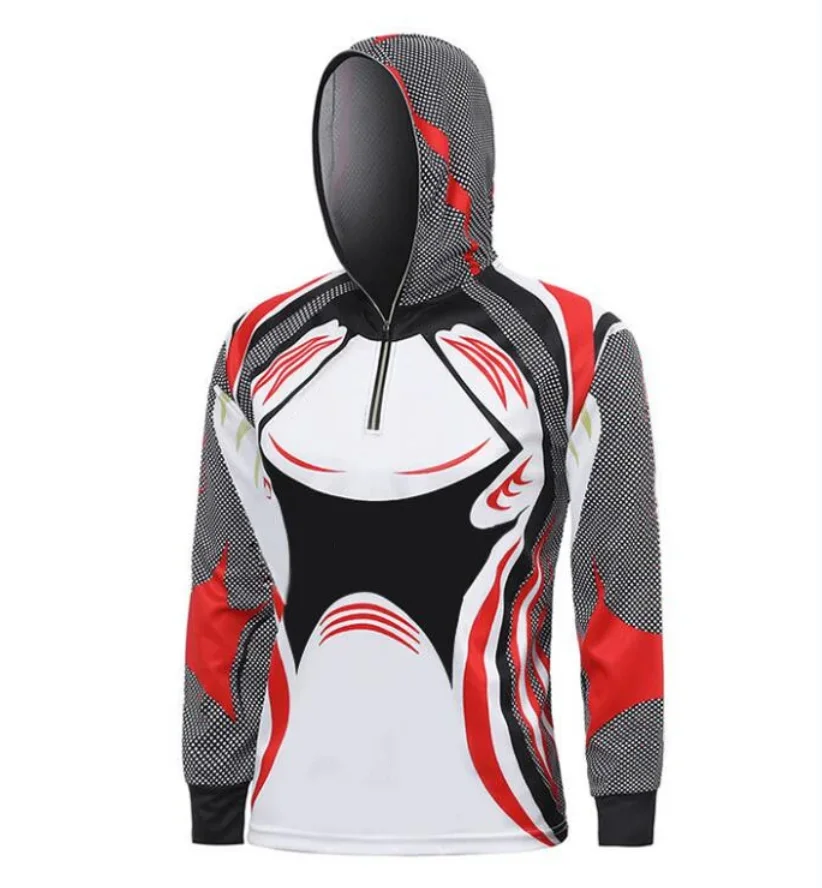 2024 Sublimation Half Zipper Slim Fit Hoodie Custom Hot Sale Printing Fishing Shirt Ultraviolet-Proof Tournament Fishing Jersey