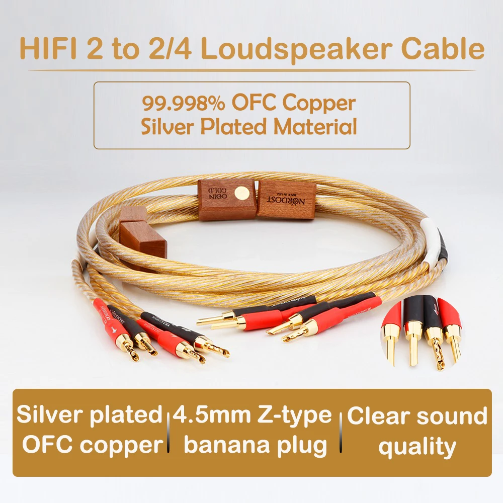 

HiFi Nordost Odin Gold Speaker Cable OFC Silver Plated Loudspeaker Wire with Gold Plated Sawtooth Type Banana Plug diameter4.5mm