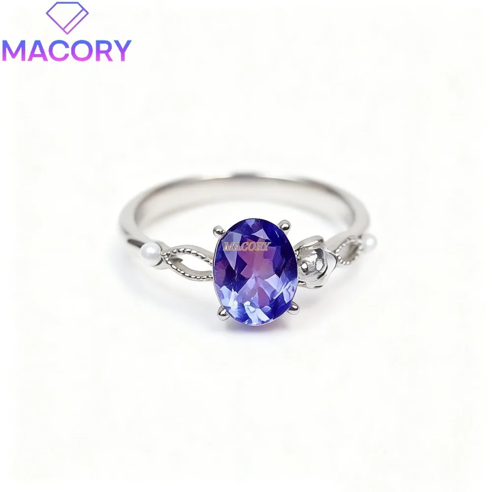 Ladies 925 sterling silver natural Tanzanite ring luxurious and exquisite jewellery accessory Valentine's and Christmas gift