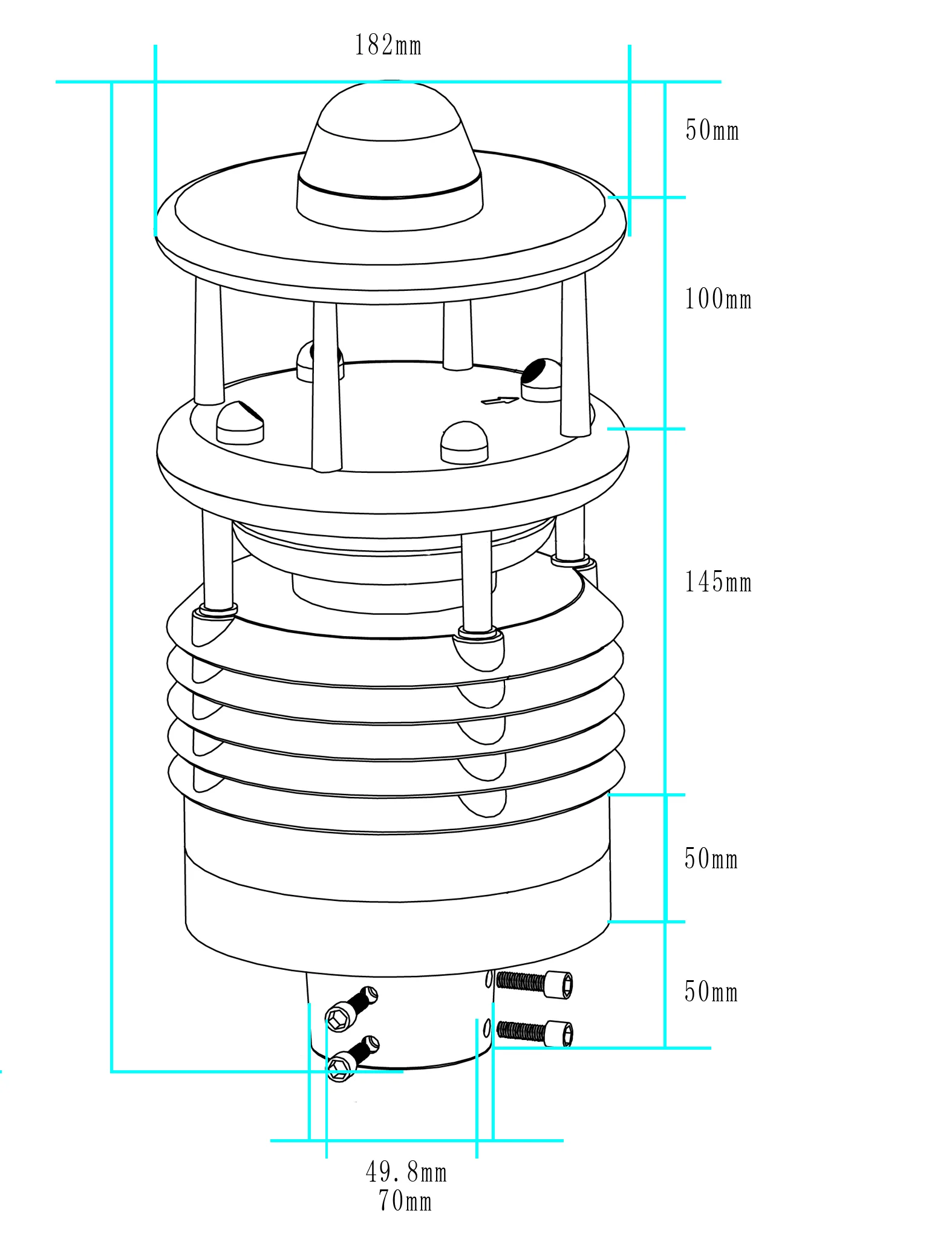 6 IN 1 ULTRASONIC WIND SPEED WIND DIRECTION TEMPERATURE HUMIDITY RAINFALL INTEGRATED WEATHER STATION