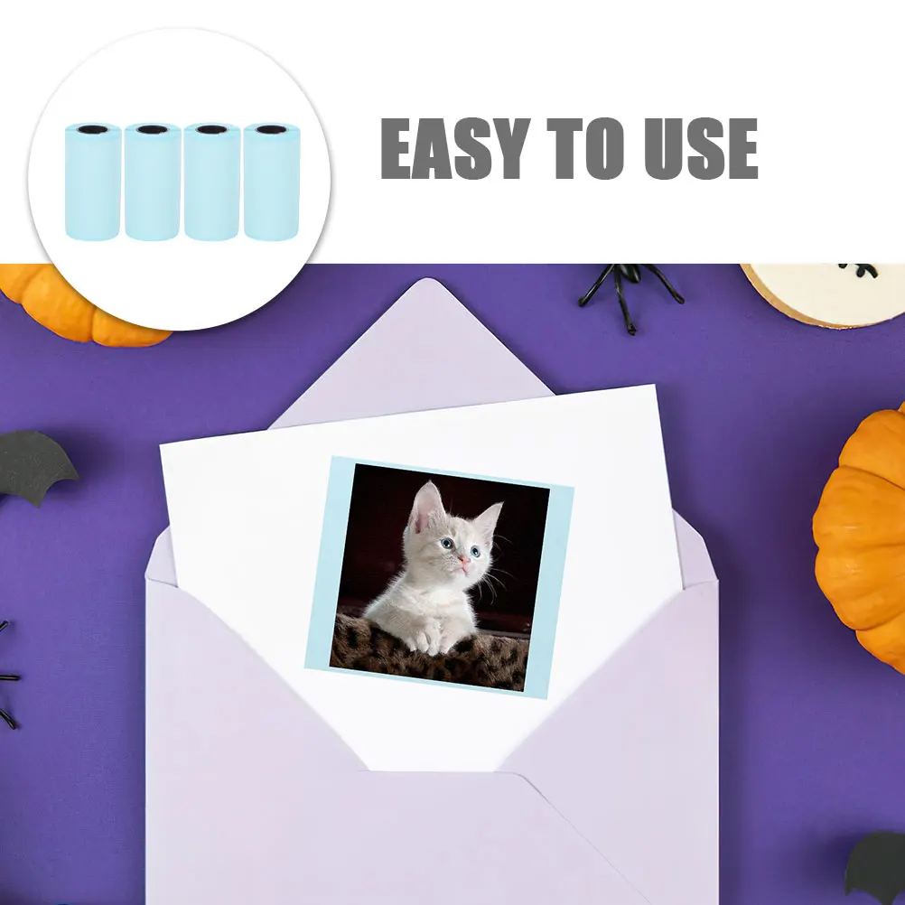 

4 Rolls Self Adhesive Labels Thermal Sticker Printing Paper Photo Round Colored Stickers Pads