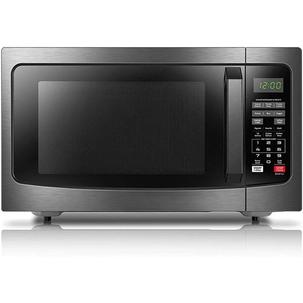 Oven Microwave dengan Sensor pintar Interior yang mudah dibersihkan, Mode ECO, dan suara nyala mati, 1.2 Cu. Oven Microwave meja Ft