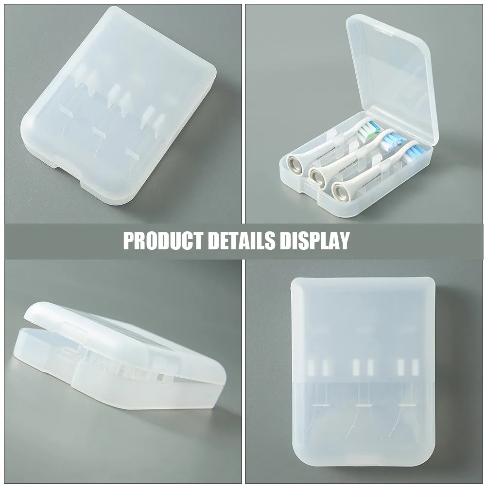 4Pcs Tooth Brush Heads Storage Case Plastic Sturdy Tooth Brush Head Box Travel Storage Container Organizer for Electric