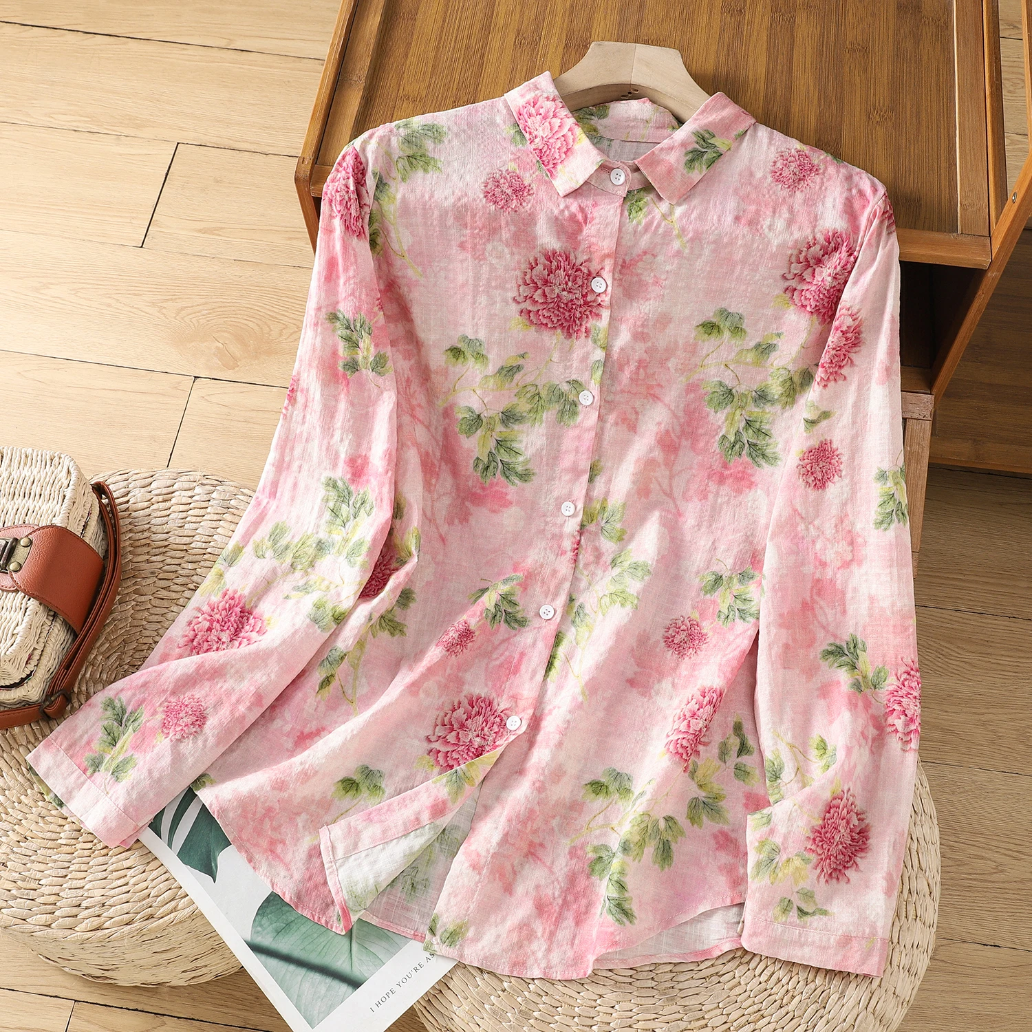 

Новый китайский художественный льняной принт, длинный све irt, женский свободный крой, весна-осень, Agel, льняной воротник большого размера