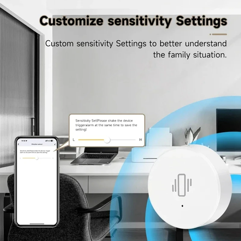 Tuya Zigbee Smart Vibration Sensor Real Time Monitoring Door Window Detection Alarm Smart Security Protection System