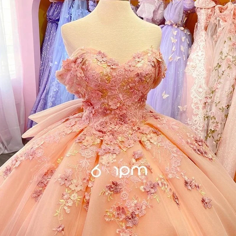 Pink Sweetheart Quinceanera Dresses 2024 Ball Gown Appliques Lace Bodice Long 15 Year Girls Birthday Party Dress Corset