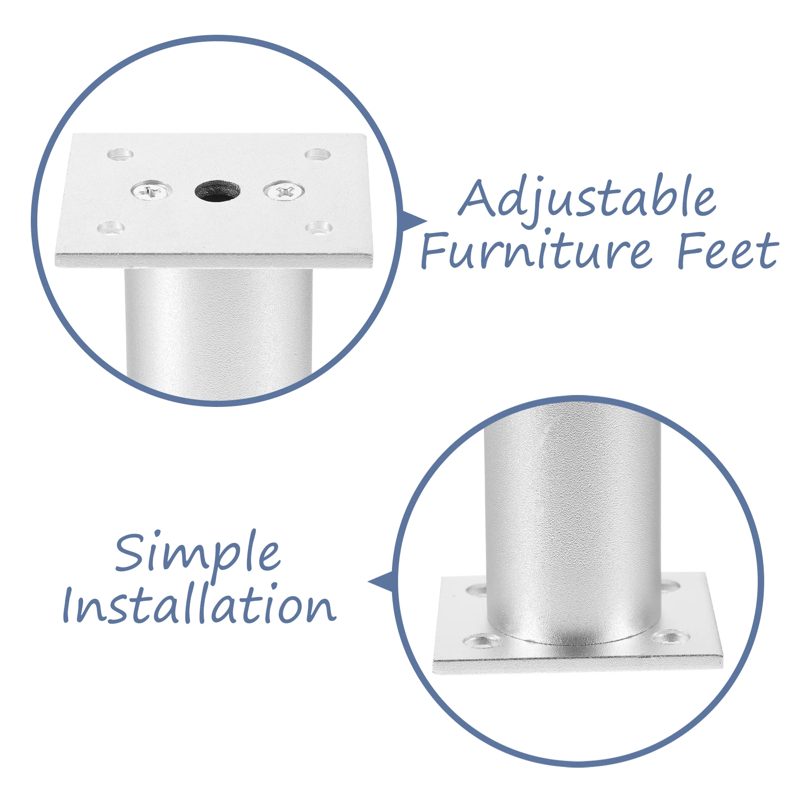 

4pcs Adjustable Aluminum Alloy Cabinet Feet Furniture Support Legs 8cm Sand Silver Durable Metal for Sofa Couch Table