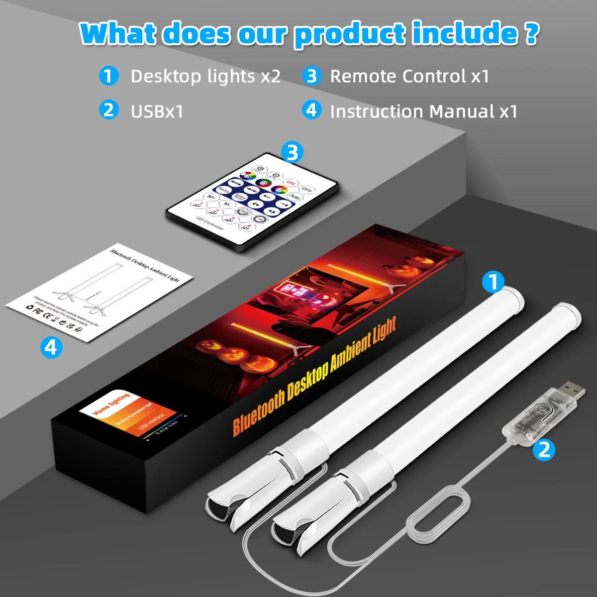 ไฟตั้งโต๊ะไร้สายสีสันสดใส LED ข้างแสง USB ขับเคลื่อนแสงโดยรอบ RGB สมาร์ทเสียงรถกระบะบรรยากาศโคมไฟ