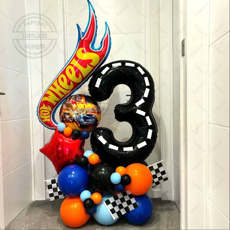 35pcs Hot Wheels Theme Birthday Party Balloon Decor Racing Ballon Set Flamme Cars Globos For Boy Girls Baby Shower Decor Supplie