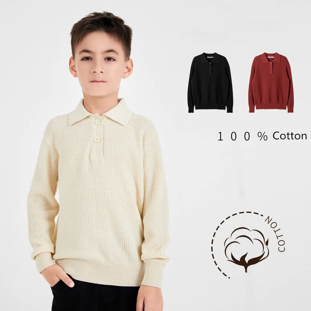 

New Boys Sweater Fashion Solid Color Knitwear Kids Sweater teenager pullover Turtleneck knitted Sweaters Cotton Children Jersey