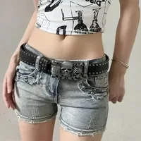 New Belts For Women High Quality Luxury Brand Punk Goth Rivet Black Jeans Unisex Men Belt Paw Skull Buckle Waistband Man - Image 5