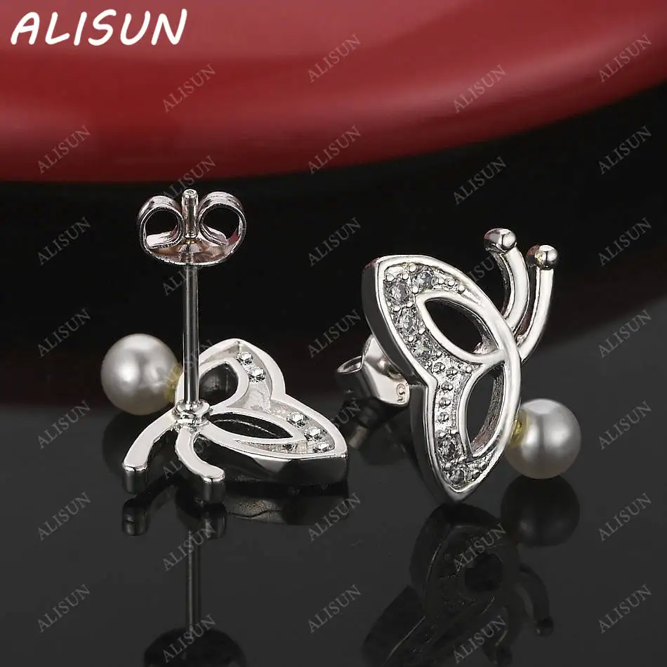 

ALISUN 925 Sterling Silver Butterfly Earrings Stud Earrings For Women Fashion Jewelry Charm Grace Noble Wedding Accessories