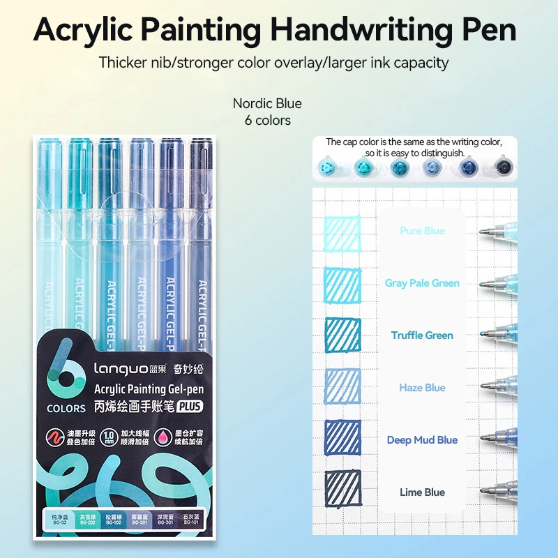 Languo 6-144 Kleuren Schilderen Acryl Gel Pennen Grote Capaciteit Inkt Pen voor Tekenen Dagboek Diy Kleur Doodling Schilderen Art Supplies