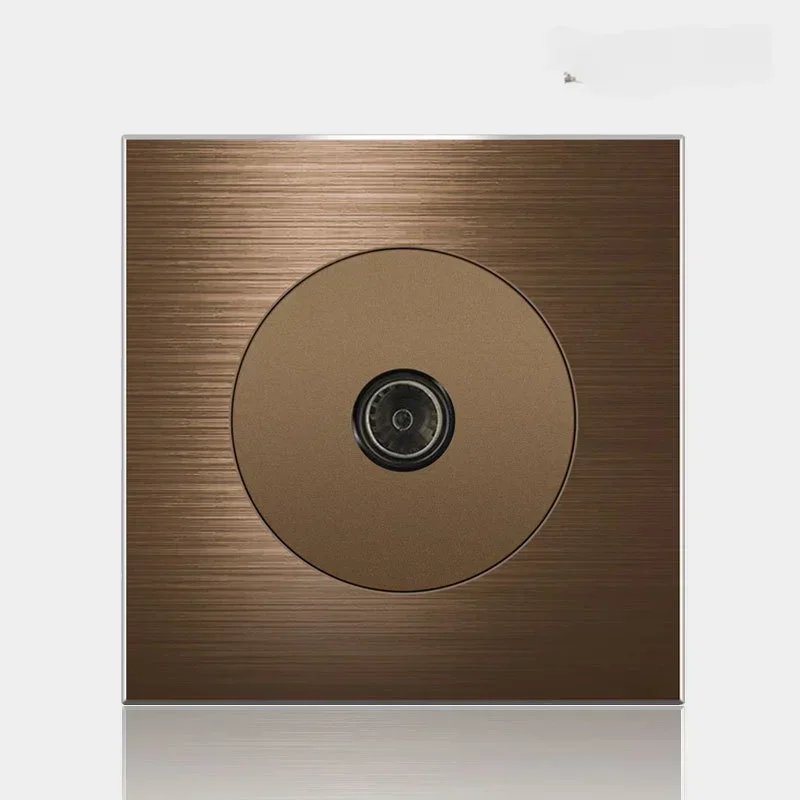 Hoge kwaliteit koffiekleur universele Retro Eu FR 220V wandlichtschakelaar, resetknopschakelaar stopcontact met LED-indicator