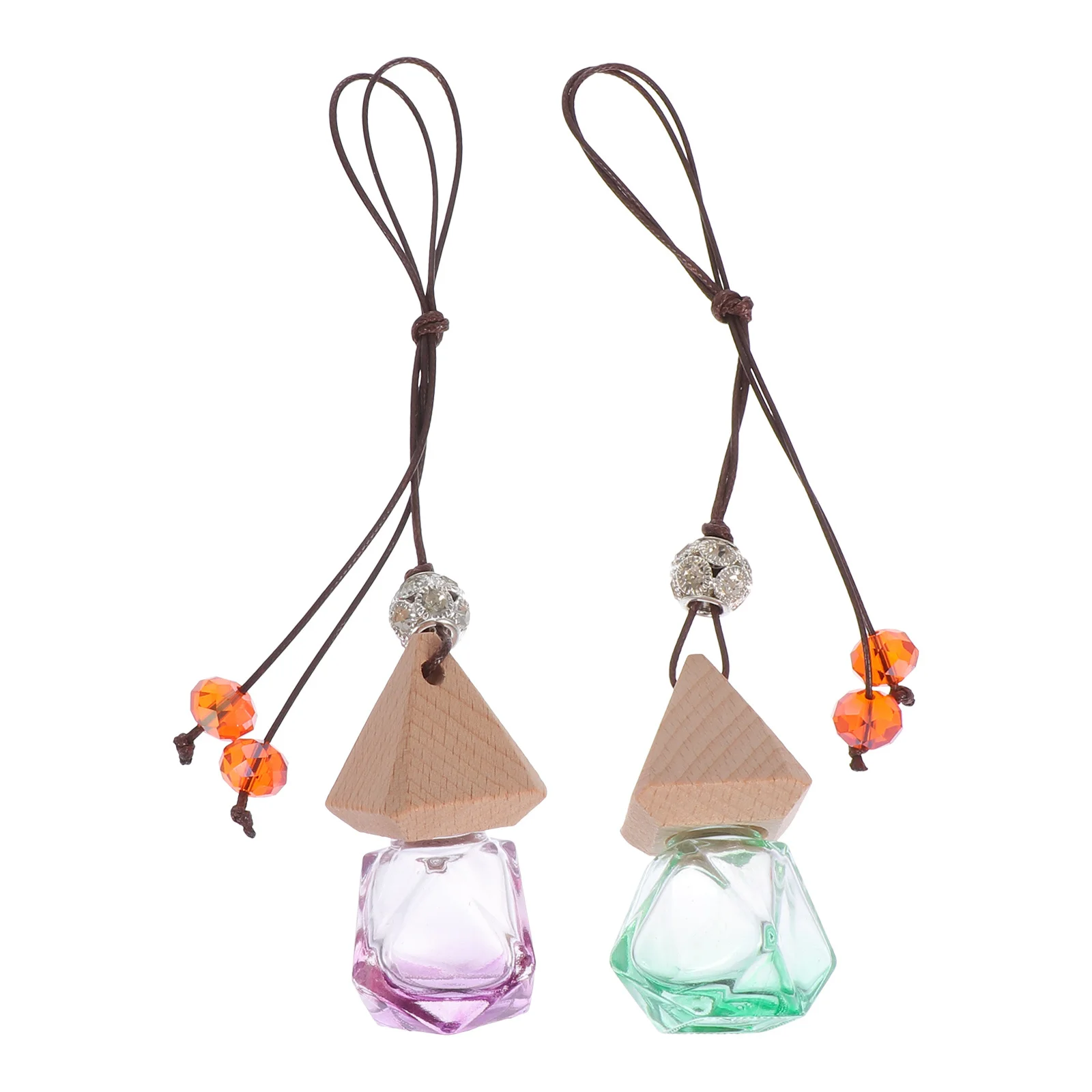 

2Pcs Car Aroma Bottle Pendant Glass Perfume Bottles Compact Fresh Air Diffuser Car Interior Decor Perfume Bottle Pendant