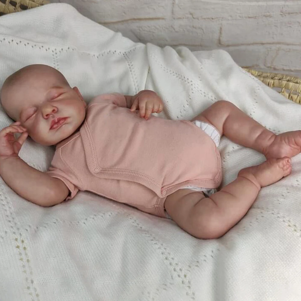 

49CM Finished Reborn Baby Dolls LouLou Twins Girl Lifelike Silicone Vinyl Newborn 3D Skin Visible Veins DIY Toys For Girls