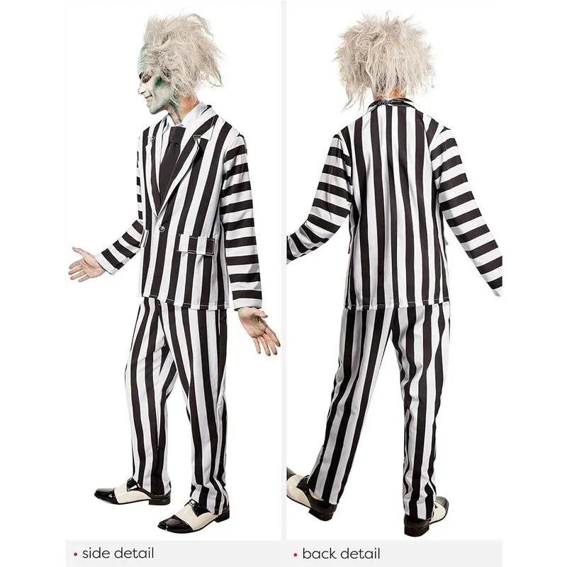 

dd12Miccosts Adult Kids Black and White Vertical Stripes Jacket Suit With Tie Halloween Infernal Master Cosplay Costume For Boy