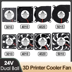 2PCS Gdstime Dual Ball 30mm 40mm 50mm 24V Brushless Turbo Fan For 3D Printer Parts Cooling DC Blower Fan 3010 4010 4020 5015