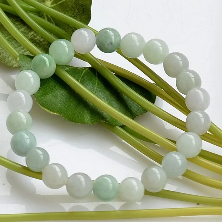 Naturalny birmański zielonego jadeitu bransoletka 6/8/10MM koraliki Temperament biżuteria kamień szlachetny akcesoria prezenty hurtownie bransoletka Drop Shipping — zdjęcie 3