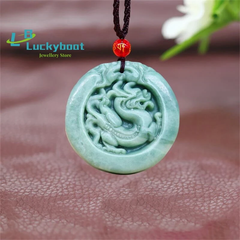 

Jade Dragon Pendant Necklace Amulets Gifts for Women Natural Green Pendants Accessories Men Real Charm Necklaces Luxury Jewelry