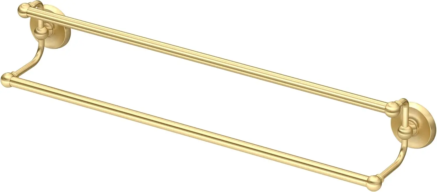

Double Towel Bar, Wall-Mounted Bathroom Towel Holder, 24" Length, Brushed Brass Finish