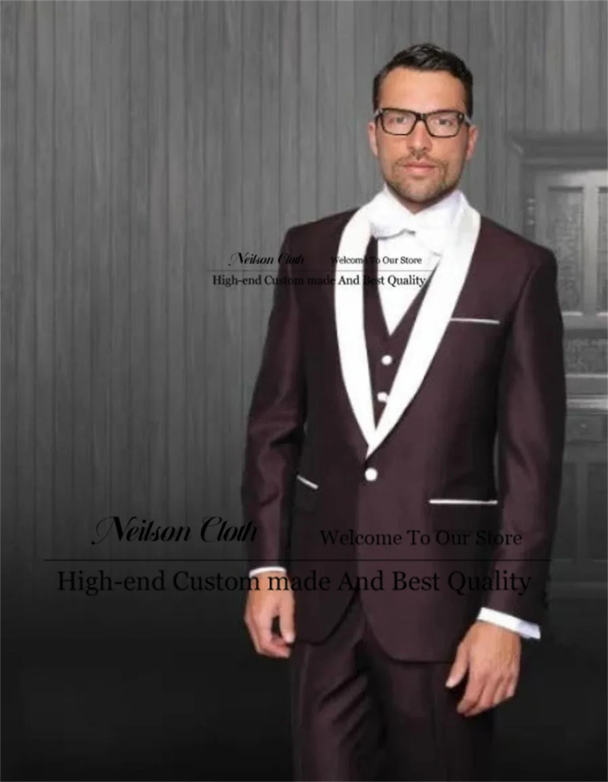 Formal One Button Male Prom Blazers 3 Pieces Sets Groom Wedding Tuxedos Shawl Lapel Groomsmen Slim Fit Terno Masculino