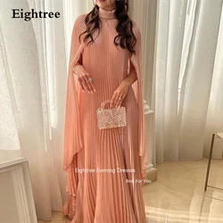 Eightree Pink Chiffon Pleat Prom Dress O Veck Long Formal Abendkleider Dubai Elegant Party Dresses For Women 2024 New Arrivial