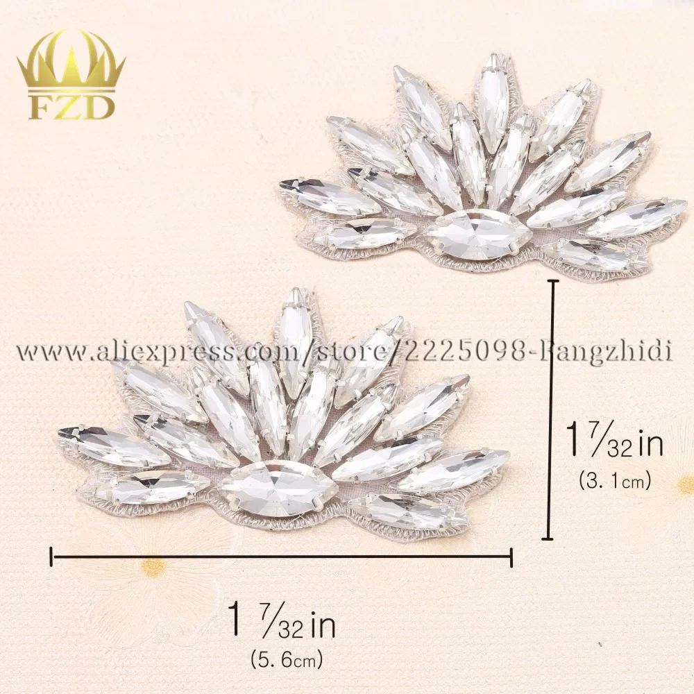 FZD 1 Pair Hot Fix Beaded Bridal Belt Rhinestone Applique and Trimming  for Shoes Stones Decoritive Sticker Shoe-buckie