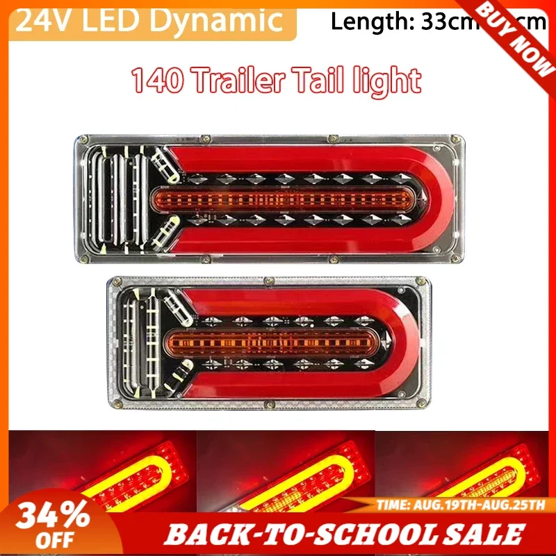 

Pair 24V LED Dynamic Car Truck Rear Lamp Tail Light Brake Light Turn Signal Lamp For Trailer Van Boat RV Caravan Bus Lorry